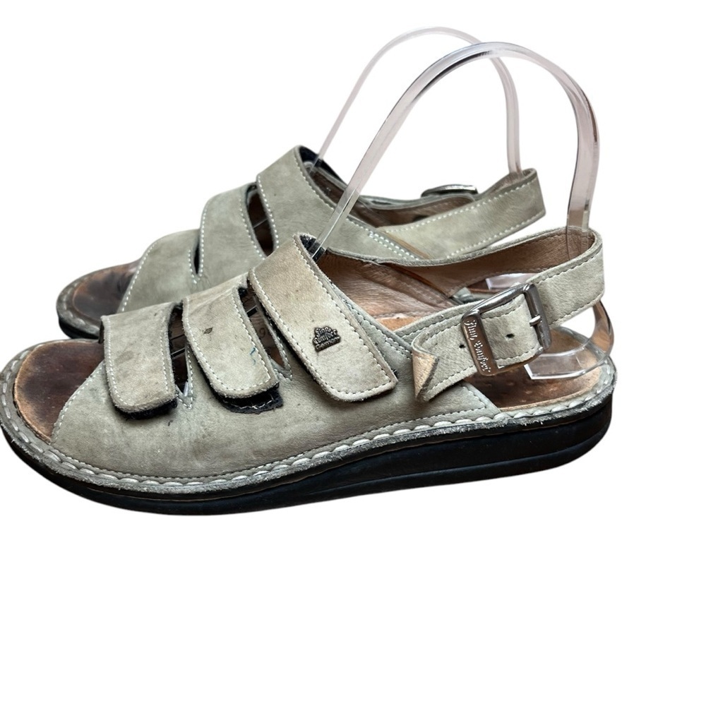 FINN COMFORT Sylt Leather Strappy Sandals Slingback Walking Beige Women Sz 6/36